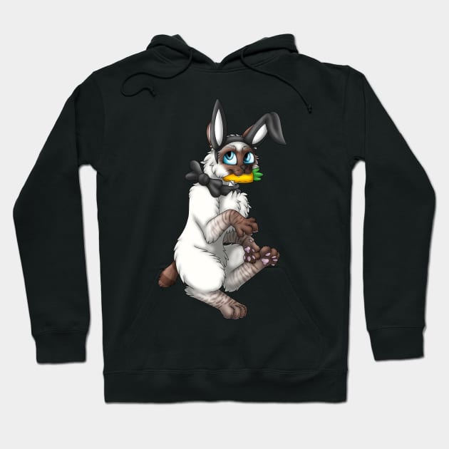 Bobtail BunnyCat: Chocolate Lynx Point (Black) Hoodie by spyroid101